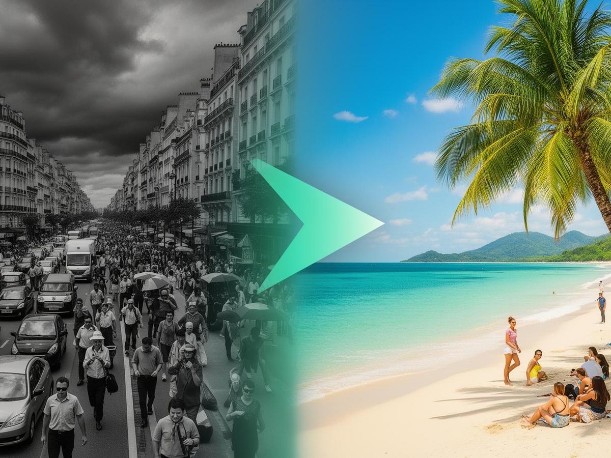 Contraste entre l'Europe grise et la Thaïlande ensoleillée — nouvelle vie d'expatrié.